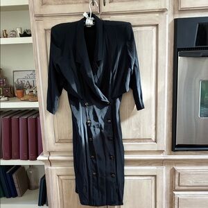 Michael Blair Black Double-Breasted vintage Dress sz 7/8